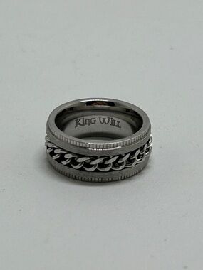 King Will, Stainless Intertwine 8mm Spinner Ring, Size 4